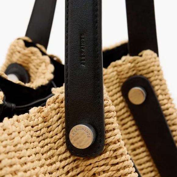 All Saints Tan Woven Tote with Black Straps - Picture 5 of 5